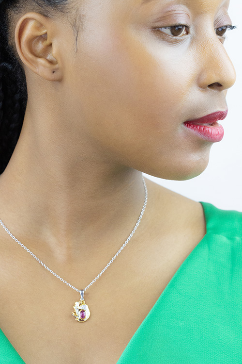 Zaveris Sterling Silver Ruby and Sapphire Pendant