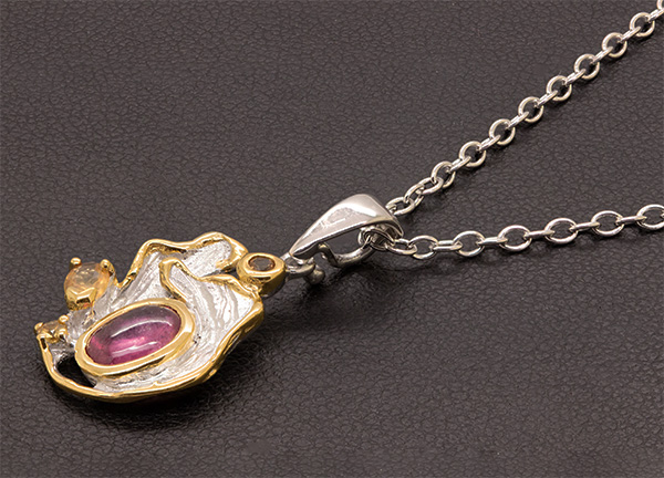 Zaveris Sterling Silver Ruby and Sapphire Pendant