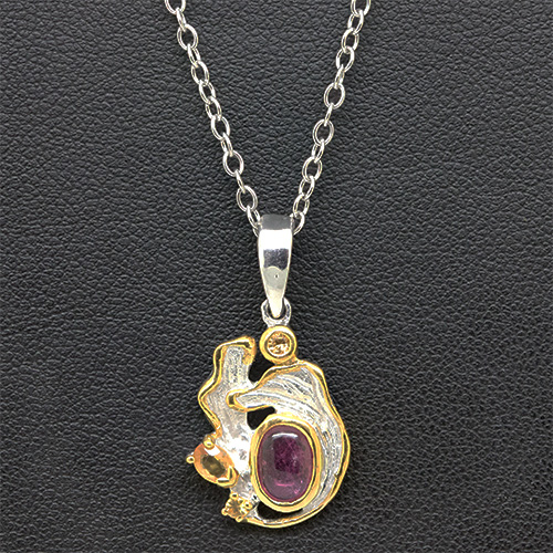 Zaveris Sterling Silver Ruby and Sapphire Pendant