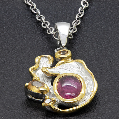Zaveris Sterling Silver Ruby and Sapphire Pendant