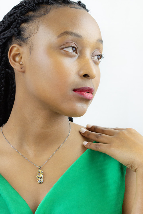 Zaveris Sterling Silver Citrine, Peridot and Sapphire Pendant