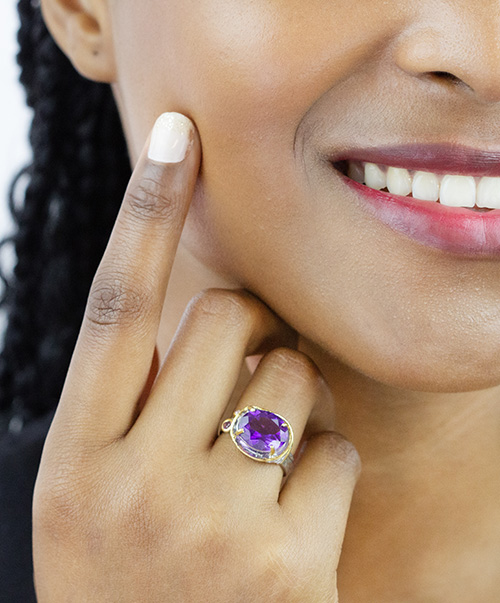 Zaveris Sterling Silver Amethyst, Rhodolite and Pink Sapphire Ring