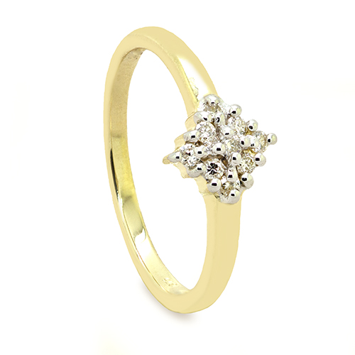 Zaveris 9 Carat Yellow Gold Prong Set Cluster Diamond Ring