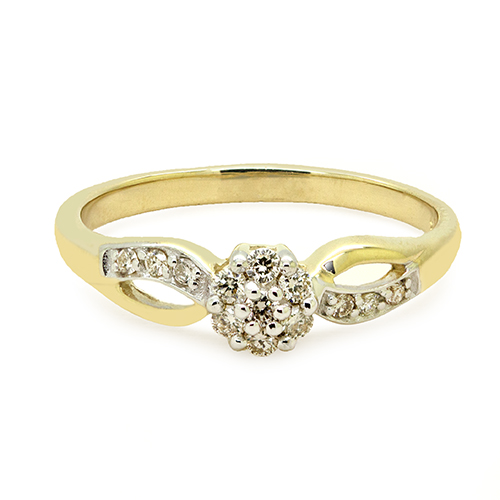 Zaveris Split 9 Carat Yellow Gold and Diamond Ring