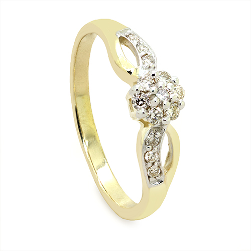 Zaveris Split 9 Carat Yellow Gold and Diamond Ring