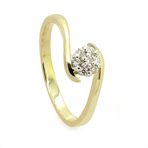 Zaveris Bypass 9 Carat Yellow Gold Round Cluster Diamond Ring