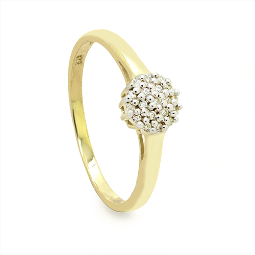 Zaveris 9 Carat Yellow Gold and Round Prong Set Cluster Diamond Ring