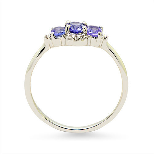 Zaveris 9 Carat White Gold Trio Oval-Cut Tanzanite and Diamond Ring