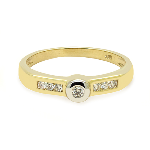 Zaveris 9 Carat Yellow Gold and Bezel Set Diamond Ring