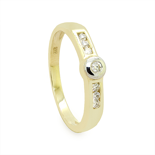 Zaveris 9 Carat Yellow Gold and Bezel Set Diamond Ring