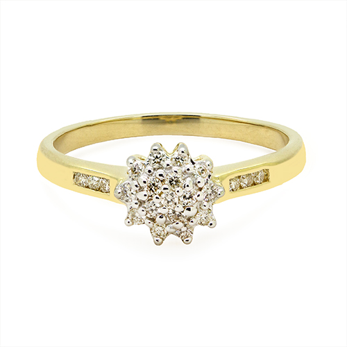 Zaveris 9 Carat Yellow Gold and Inserted Diamond Ring
