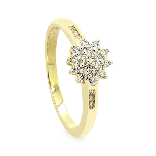 Zaveris 9 Carat Yellow Gold and Inserted Diamond Ring