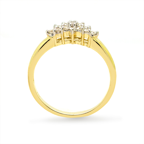 Zaveris 9 Carat Yellow Gold and Leaf Cluster Diamond Ring