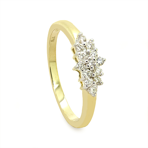 Zaveris 9 Carat Yellow Gold and Leaf Cluster Diamond Ring