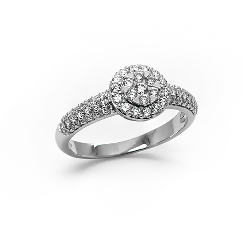 Zaveris Shimmering 18ct White Gold Diamond Halo Engagement Ring