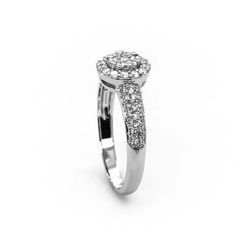 Zaveris Shimmering 18ct White Gold Diamond Halo Engagement Ring