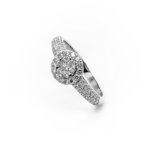 Zaveris Shimmering 18ct White Gold Diamond Halo Engagement Ring