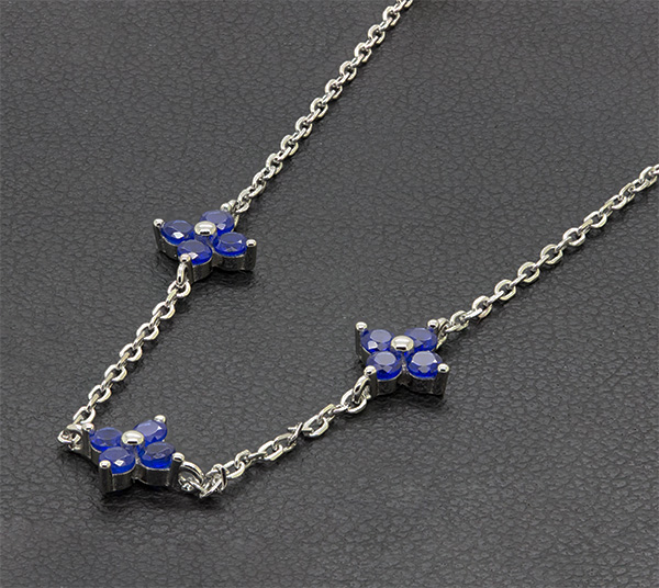 Zaveris Sterling Silver cubic zircon Trio Pendant Necklace