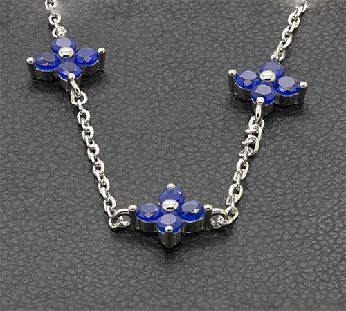 Zaveris Sterling Silver cubic zircon Trio Pendant Necklace