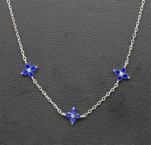 Zaveris Sterling Silver cubic zircon Trio Pendant Necklace