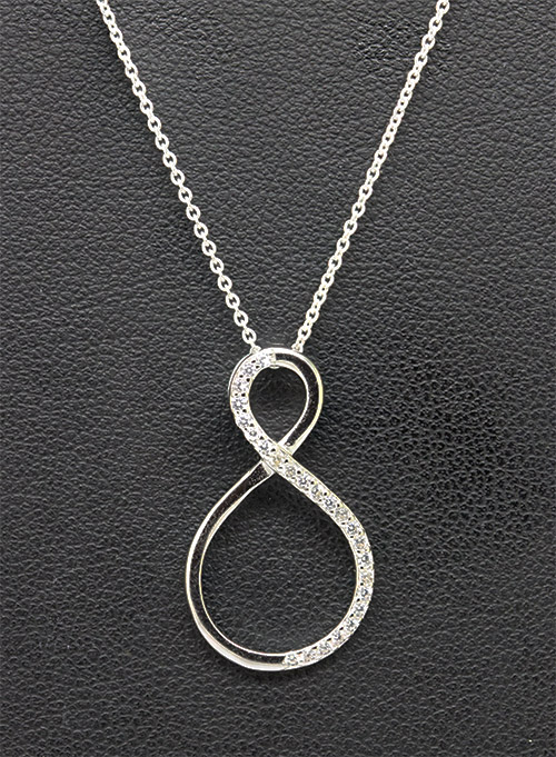 Zaveris Sterling Silver Modern Infinity Pendant Set