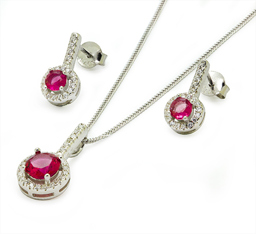 Zaveris Sterling Silver Cubic Zirconia Radiance Pendant Set