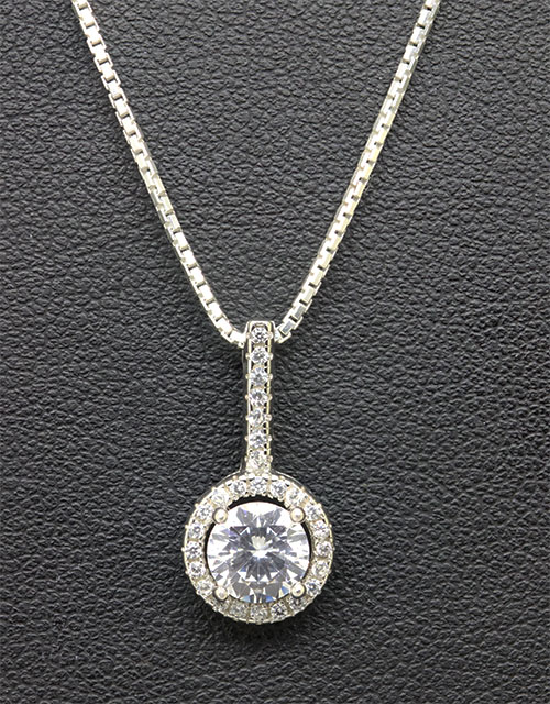 Zaveris Sterling Silver Dashing Cubic Zirconia Pendant Set