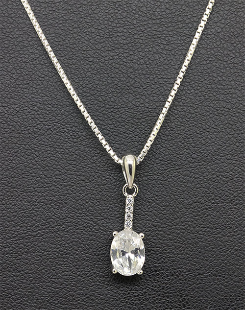 Zaveris Sterling Silver Oval of Elegance Pendant Set