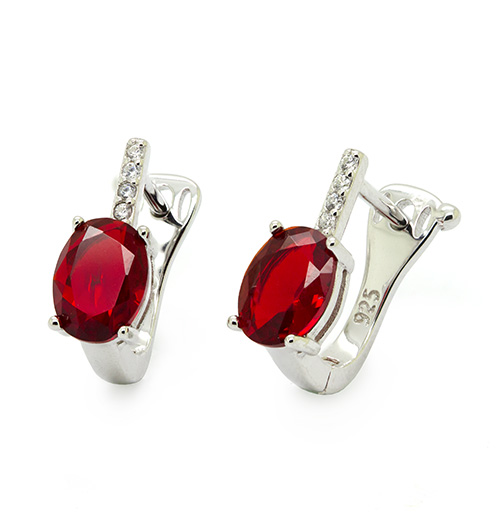 Zaveris Sterling Silver Ruby Coloured Zirconia Radiance Pendant Set