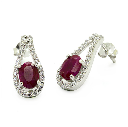 Zaveris Sterling Silver Ruby Coloured Cubic Zirconia Rhapsody Pendant Set