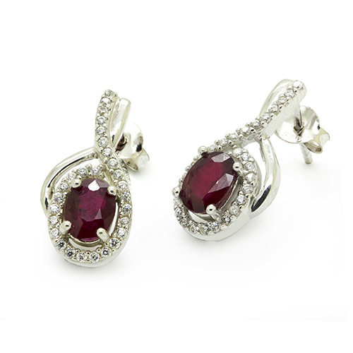 Zaveris Sterling Silver Crimson Splendour Pendant Set