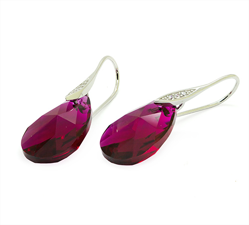 Zaveris Sterling Silver Ruby Coloured Jewel Pendant Set