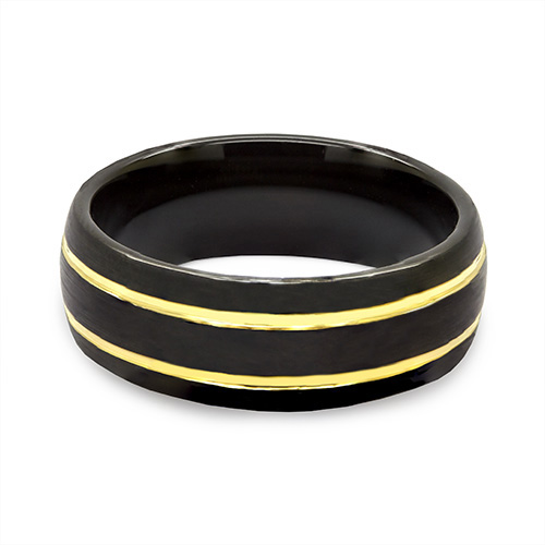 Zaveris Tungsten Carbide Gold Trim Wedding Ring