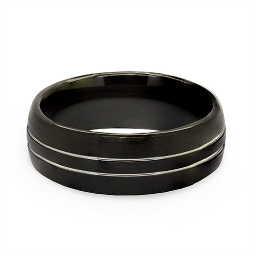 Zaveris Tungsten Carbide Black Groove Wedding Ring