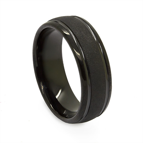 Zaveris Tungsten Carbide 8mm Twin Bevel Ring