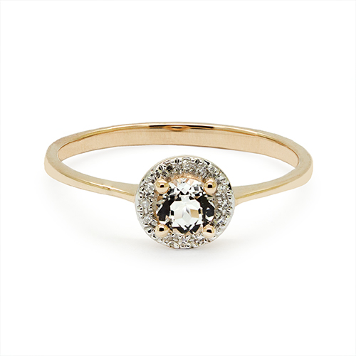 Zaveris 14 Carat Yellow Gold White Topaz And Diamond Ring