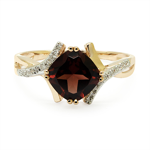 Zaveris 14 Carat Yellow Gold Red Garnet And Diamond Swirl Ring