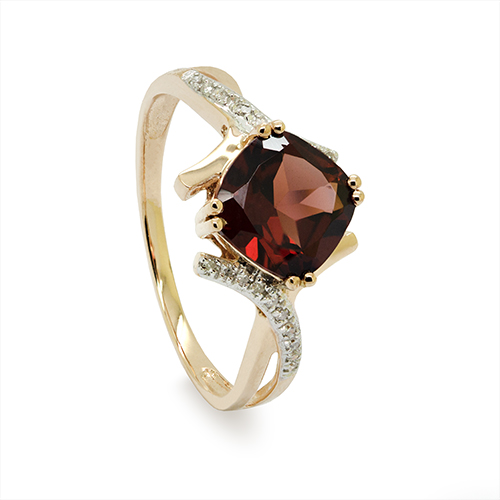 Zaveris 14 Carat Yellow Gold Red Garnet And Diamond Swirl Ring