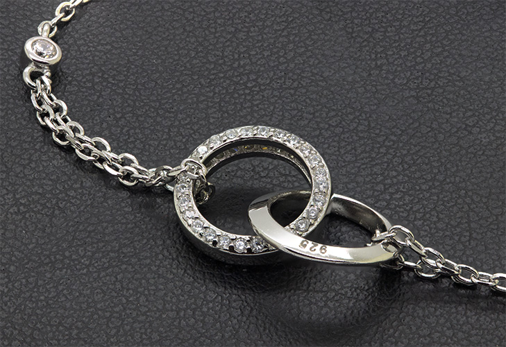 Zaveris Sterling Silver Interlocking Cubic Zirconia Bracelet