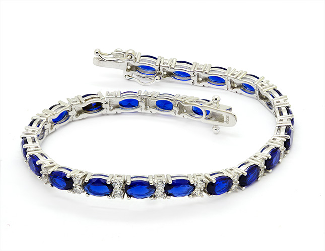 Zaveris Silver Blue Cubic Zirconia Bracelet