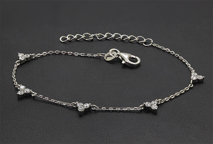 Zaveris Sterling Silver Floral Cubic Zirconia Bracelet.