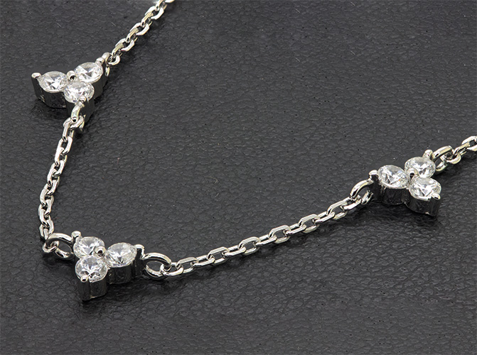 Zaveris Sterling Silver Floral Cubic Zirconia Bracelet.