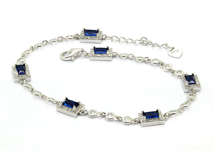 Zaveris Sterling Silver Bracelet with Emerald Cut Zirconia