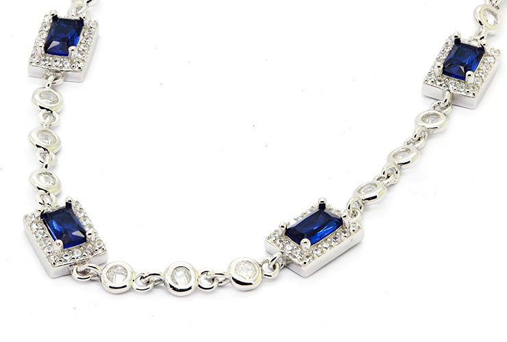 Zaveris Sterling Silver Bracelet with Emerald Cut Zirconia
