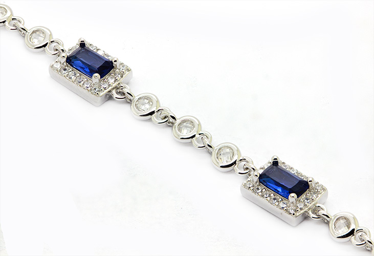 Zaveris Sterling Silver Bracelet with Emerald Cut Zirconia