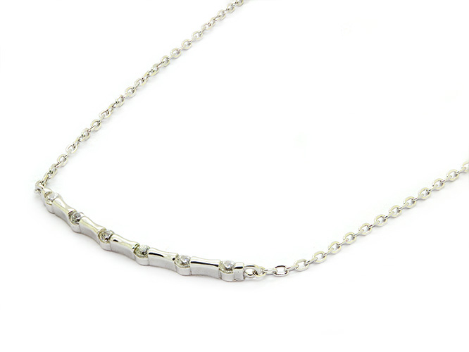 Zaveris Sterling Silver Bamboo-Inspired Cubic Zirconia Necklace