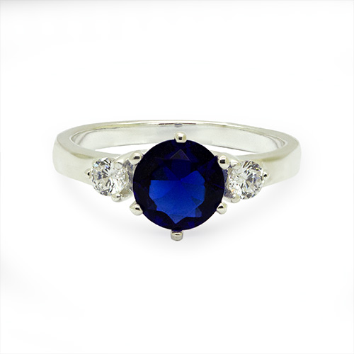 Zaveris Silver Blue Cubic Zirconia Ring
