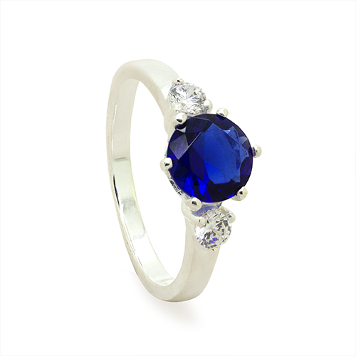 Zaveris Silver Blue Cubic Zirconia Ring