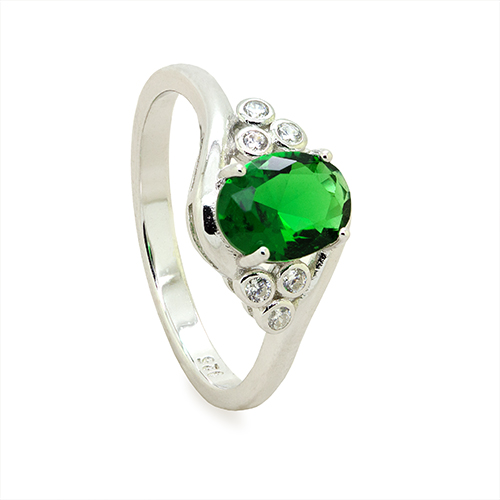 Zaveris Silver Green Cubic Zirconia Cluster Ring