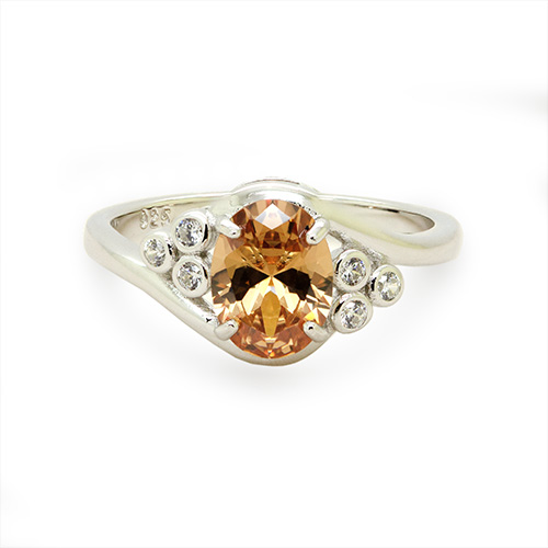 Zaveris Silver Champagne Cubic Zirconia Ring